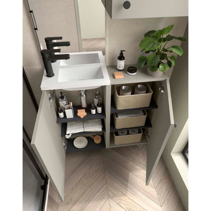 Vanity + top + Mirror Marville 15 inches (390) 1 door Matte Grey