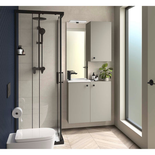 Vanity + top + Mirror Marville 15 inches (390) 1 door Matte Grey