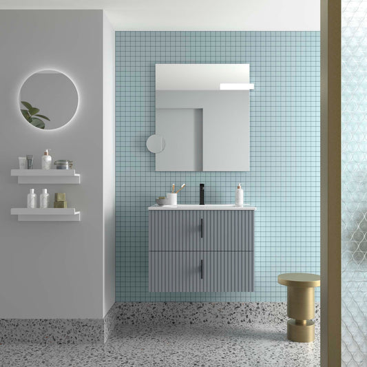 Vanité Biba 28 pouces (700) 2 tiroirs Bleu Brume Mat