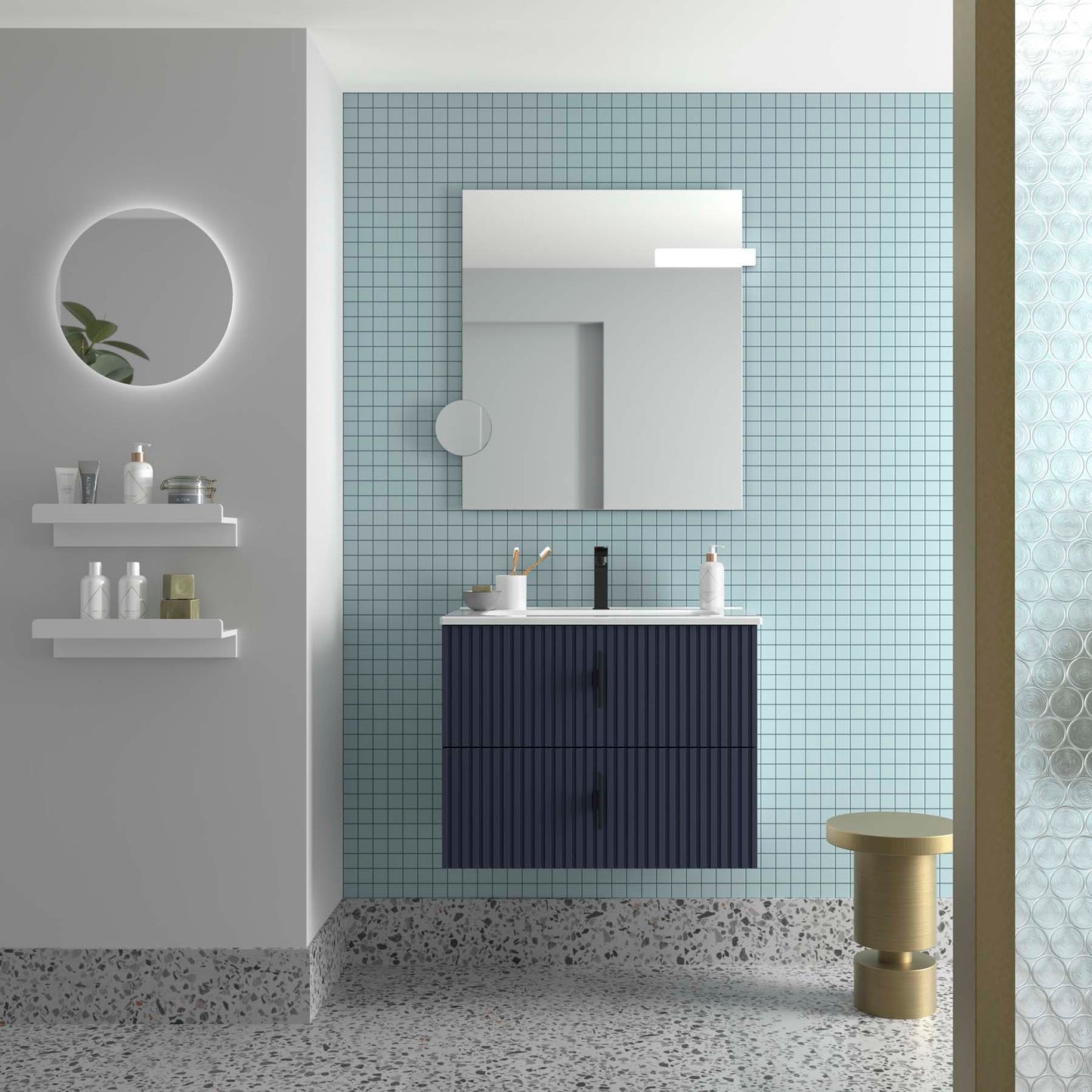 Vanity Biba 28 inches (700) 2 drawers Night Blue Matte
