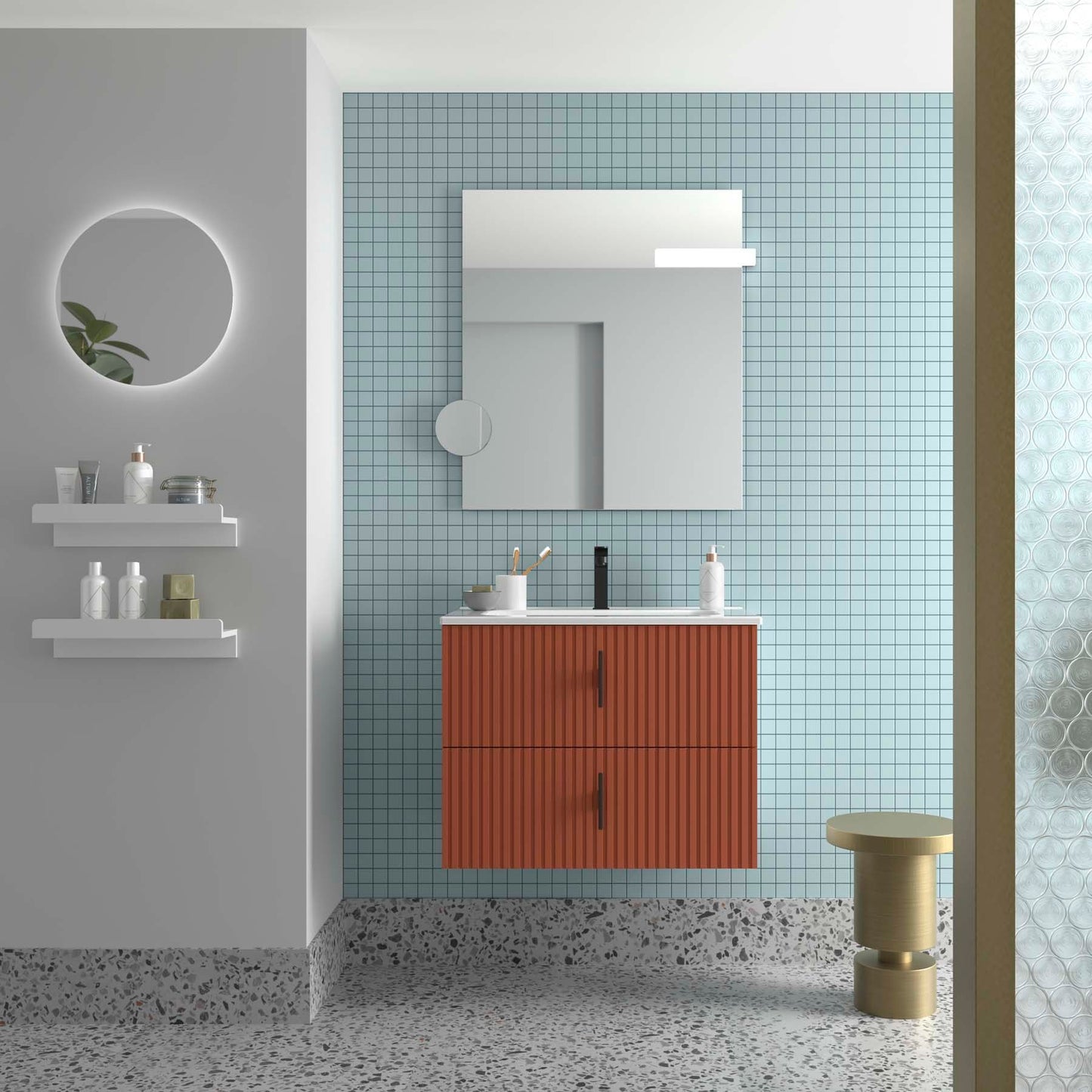 Vanity Biba 28 inches (700) 2 drawers Terracota Matte