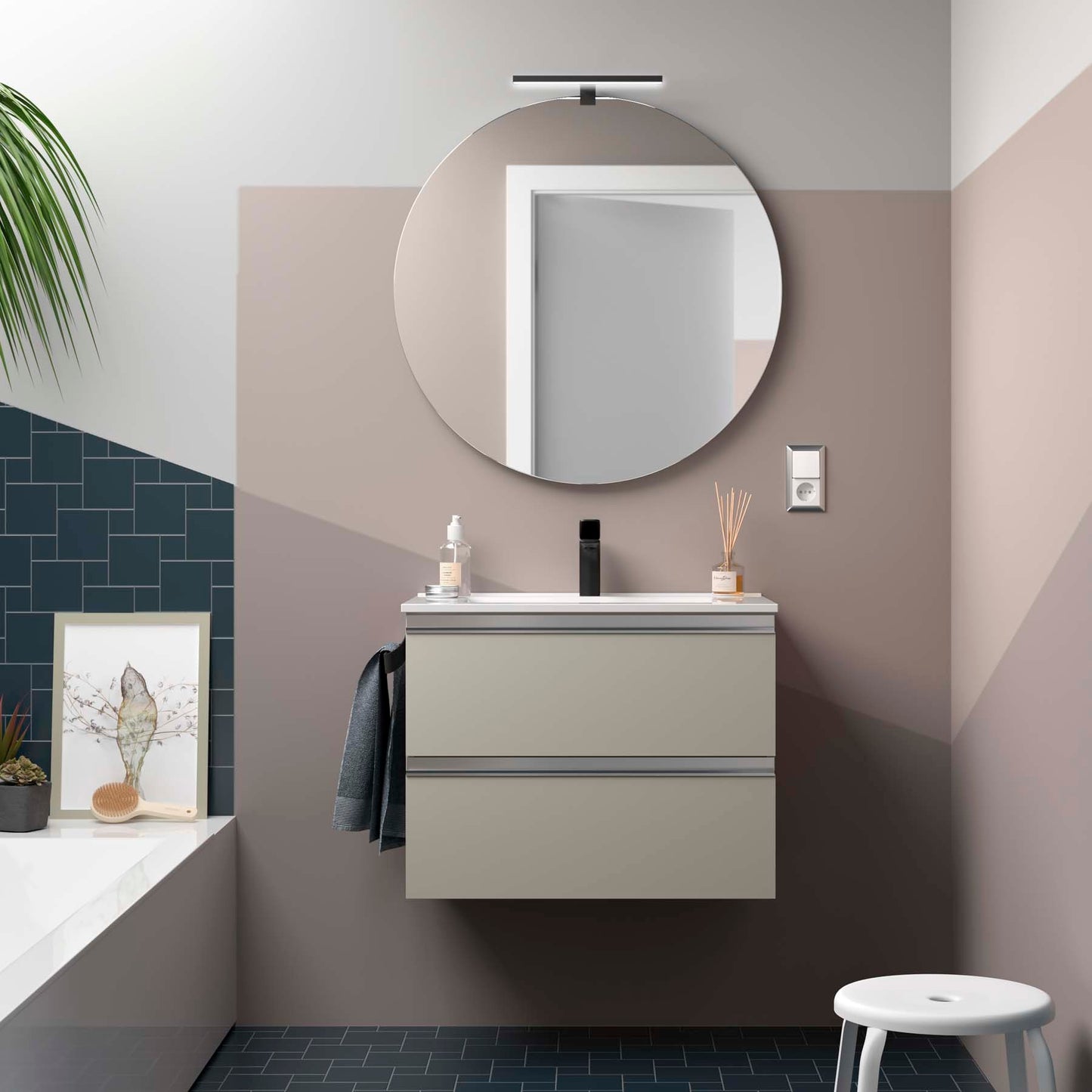 Vanity  Fussion Spirit 24 inches (600) 2 drawers (wall hung) Moon Grey