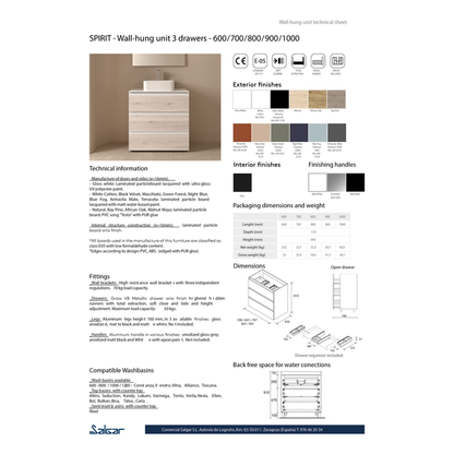 Vanité Fussion Spirit 40 pouces (1000) 3 tiroirs (sur pied) Naturel