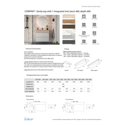 Compakt DOUBLE integrated washbasin African oak