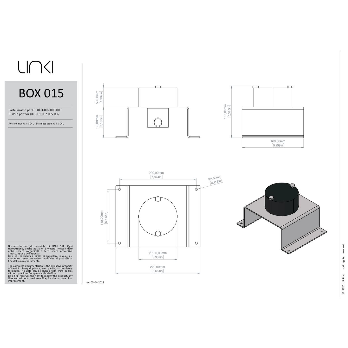 Rough-in for Freestanding outdoor shower BOX015