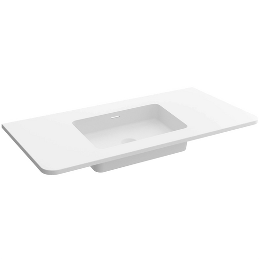Countertop with integrated washbasin NAILA TWO ROUND CORNERS solid surface matte white