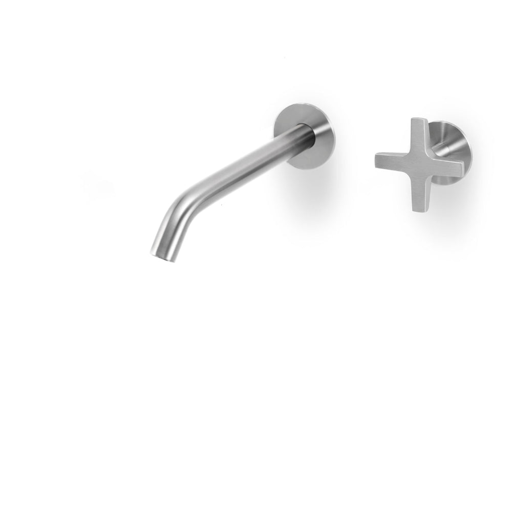 Lavabo faucet wall mount 2 holes Quattro stainless steel QTT142