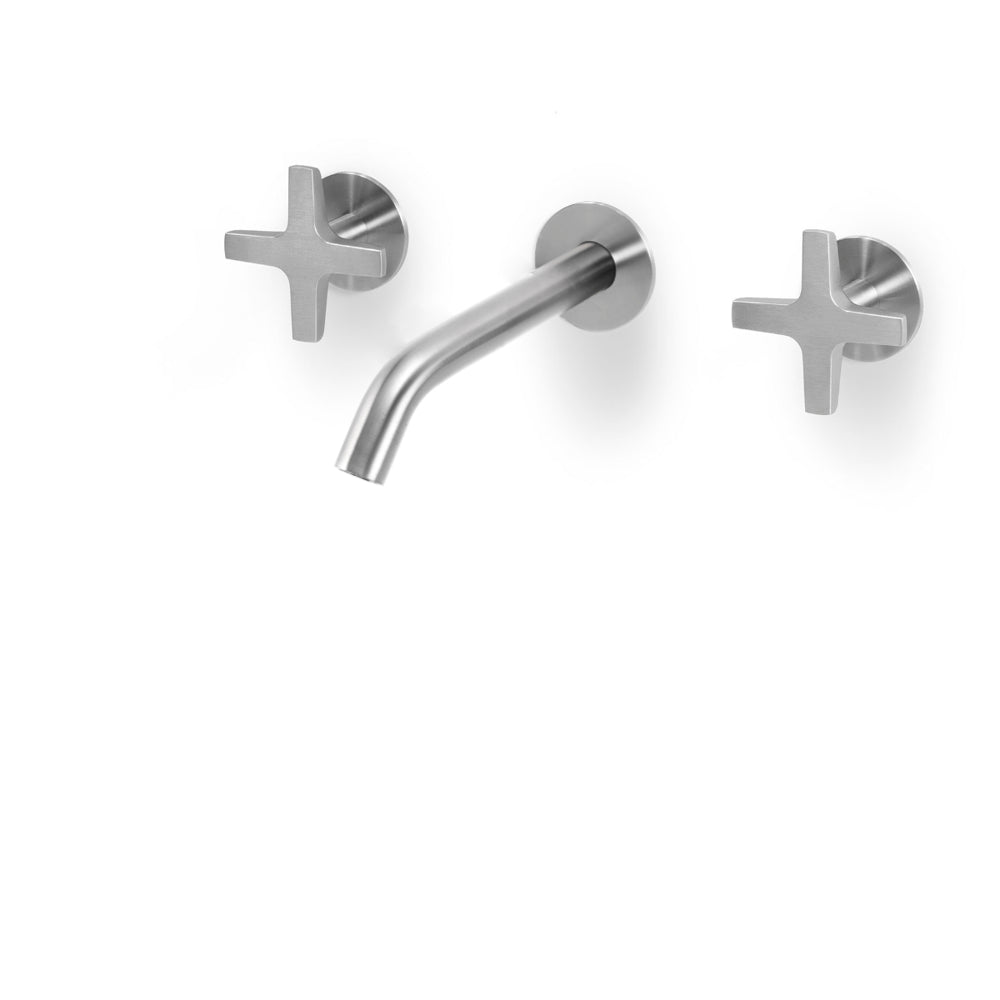 Mitigeur lavabo mural 3 trous Quattro en acier inoxydable QTT181