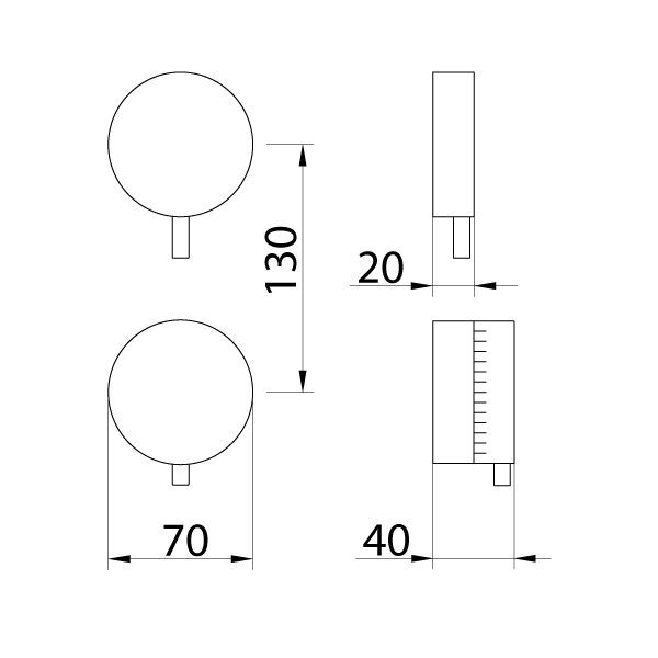Garniture de douche thermostatique + inverseur 2 voies avec arrêt RND170 