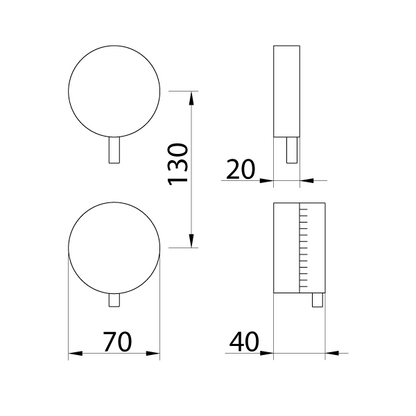 Garniture de douche thermostatique + inverseur 2 voies avec arrêt RND170 