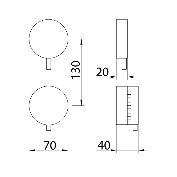 Shower trim thermostatic + 2 or 3 ways diverter with stop RND170