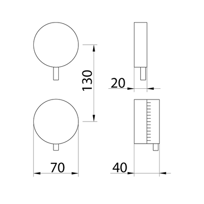 Shower trim thermostatic + 2 or 3 ways diverter with stop RND170