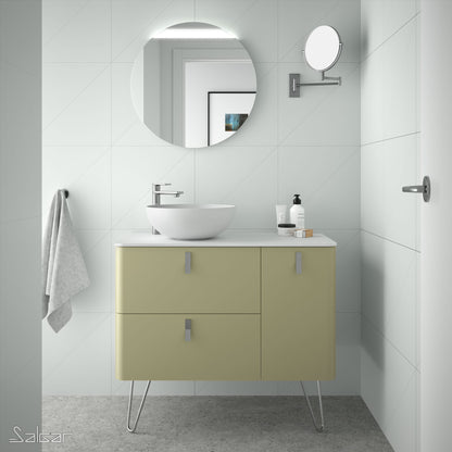 Meuble-lavabo Uniiq 48 pouces (1200) 2 tiroirs + porte décalée **COULEURS SUR COMMANDE SPÉCIALE**