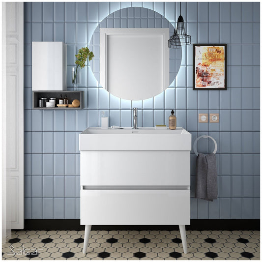 Linea Vanity Fussion 32 pollici (800) 2 cassetti Bianco opaco