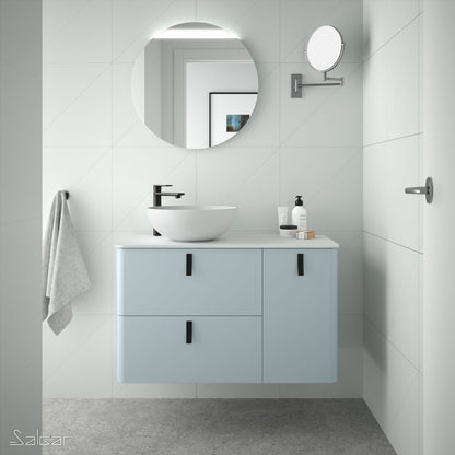 Meuble-lavabo Uniiq 48 pouces (1200) 2 tiroirs + porte décalée **COULEURS SUR COMMANDE SPÉCIALE**