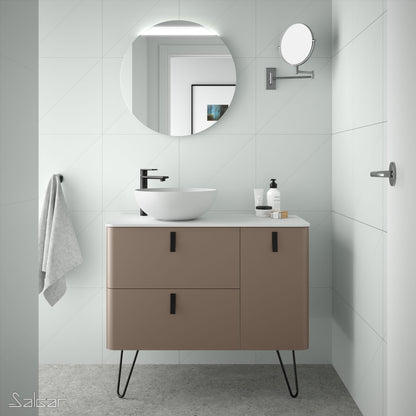 Meuble-lavabo Uniiq 48 pouces (1200) 2 tiroirs + porte décalée **COULEURS SUR COMMANDE SPÉCIALE**