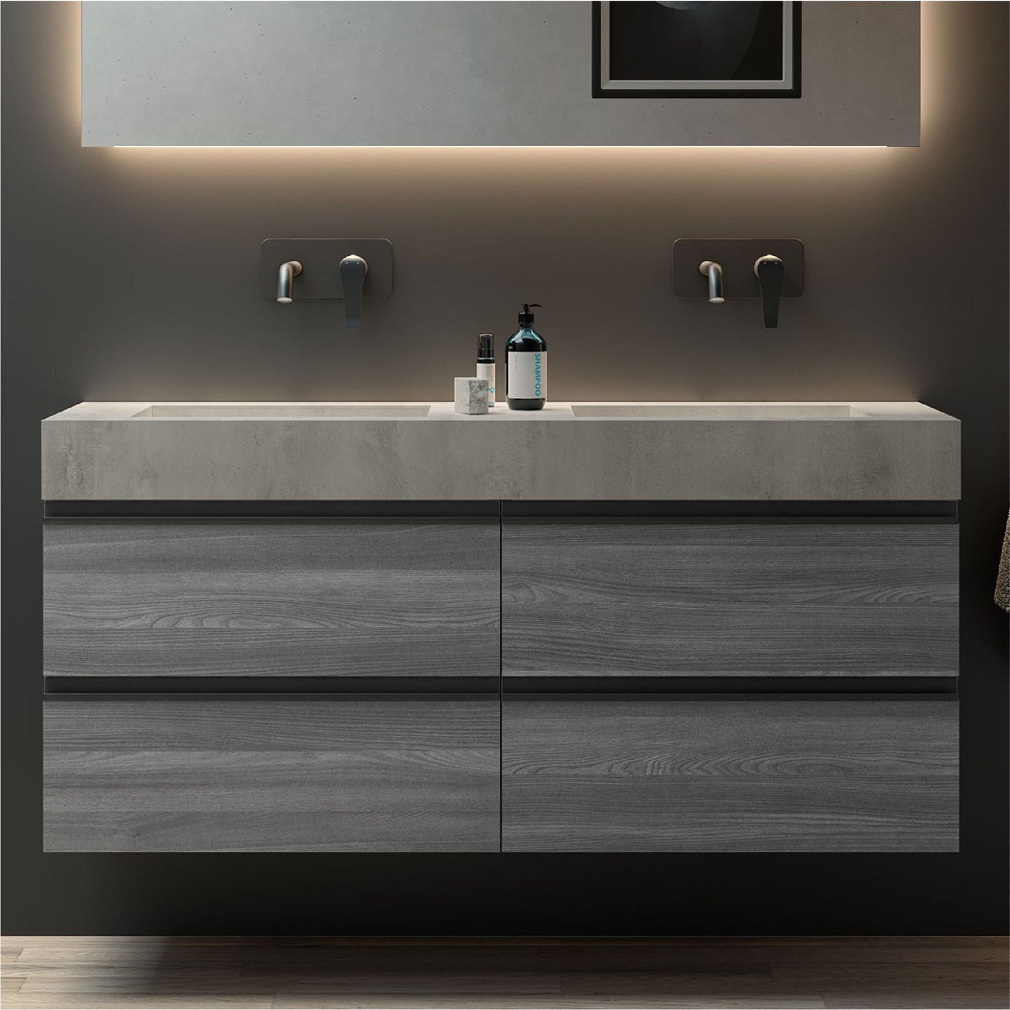 Compakt DOUBLE integrated washbasin Concrete