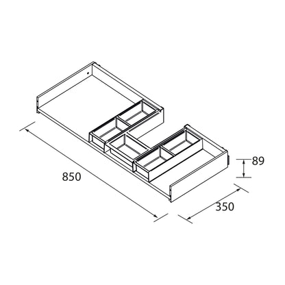 Vanity Fussion Spirit 36 inches (900) 2 drawers with left Offset drawer Natural