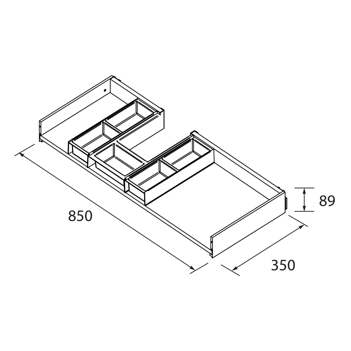 Vanity Fussion Spirit 36 inches (900) 2 drawers with right Offset drawer Natural