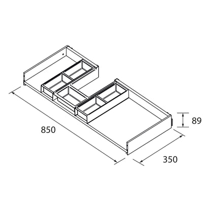Vanity Fussion Spirit 36 inches (900) 2 drawers with right Offset drawer Natural