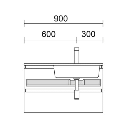 Vanity Fussion Spirit 36 inches (900) 2 drawers with left Offset drawer Natural