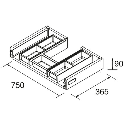 Metallic drawer with plumbing cutout Monterrey *Special order*