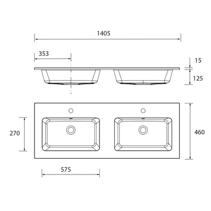 Countertop with integrated washbasin Sofia DOUBLE Mineral marmo *LQ*