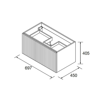 Vanité Biba 28 pouces (700) 1 tiroir complet + 1 tiroir intérieur Chêne Africain