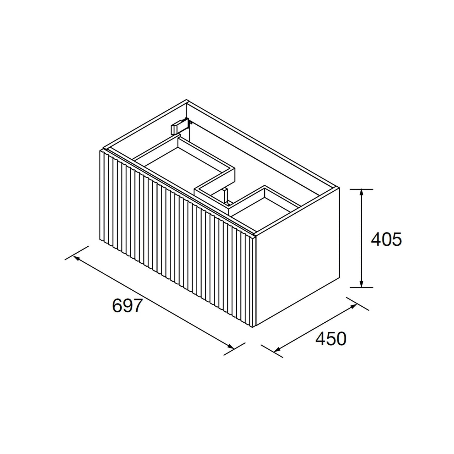 Vanité Biba 24 pouces (600) 1 tiroir complet + 1 tiroir intérieur Chêne Africain