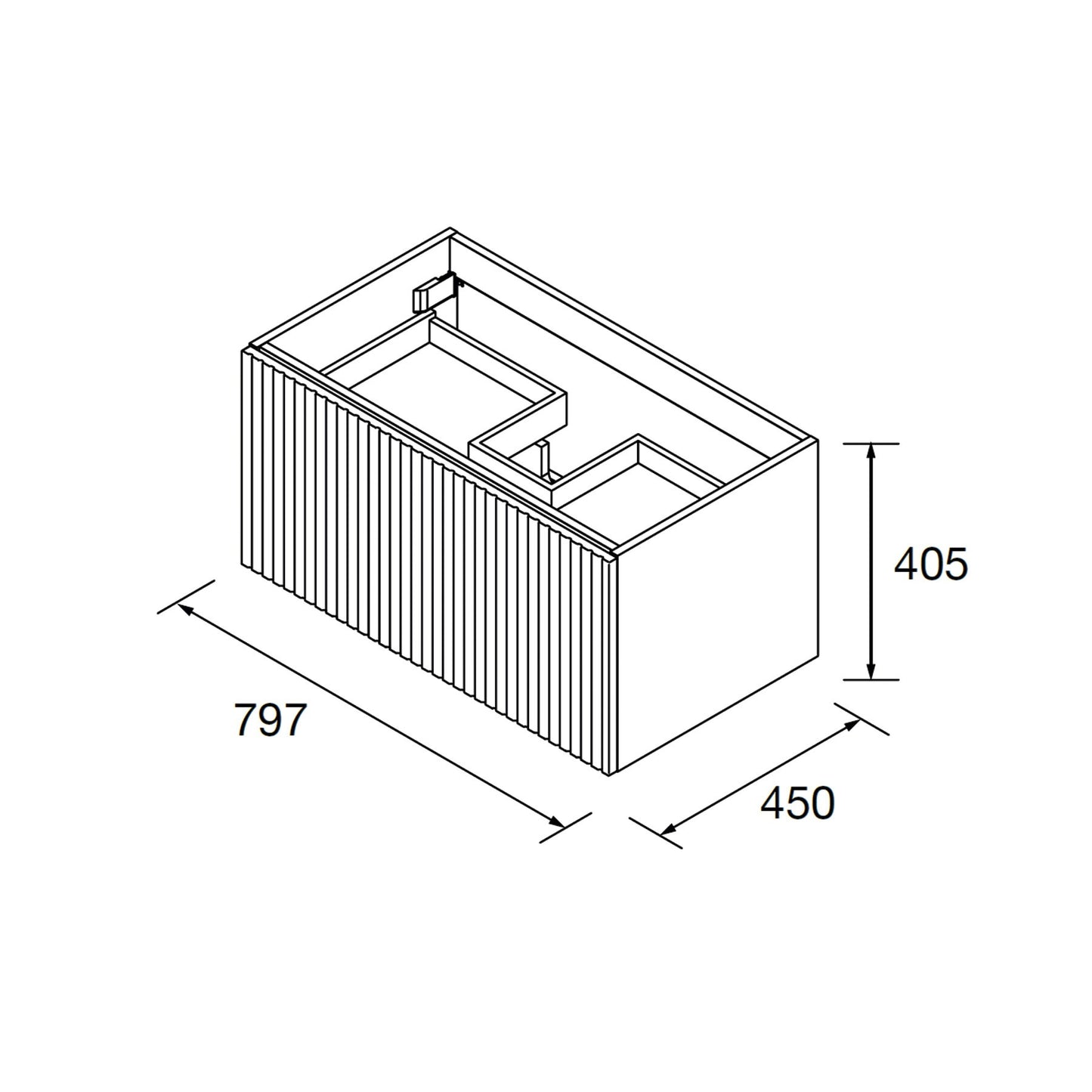 Vanité Biba 32 pouces (800) 1 tiroir complet + 1 tiroir intérieur Chêne Africain