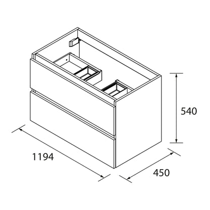 Vanity Fussion Spirit 48 inches (1200) 2 drawers (wall hung)