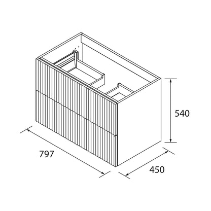 Vanity Biba 32 inches (800) 2 drawers Matte Black