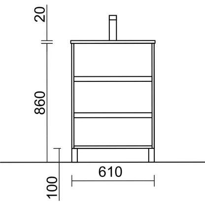 Vanity Arenys 24 inches (600) 3 drawers