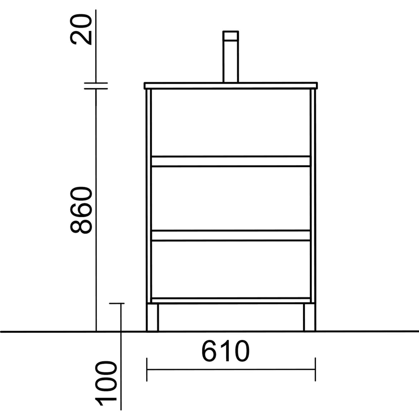 Vanity Arenys 24 pollici (600) 3 cassetti