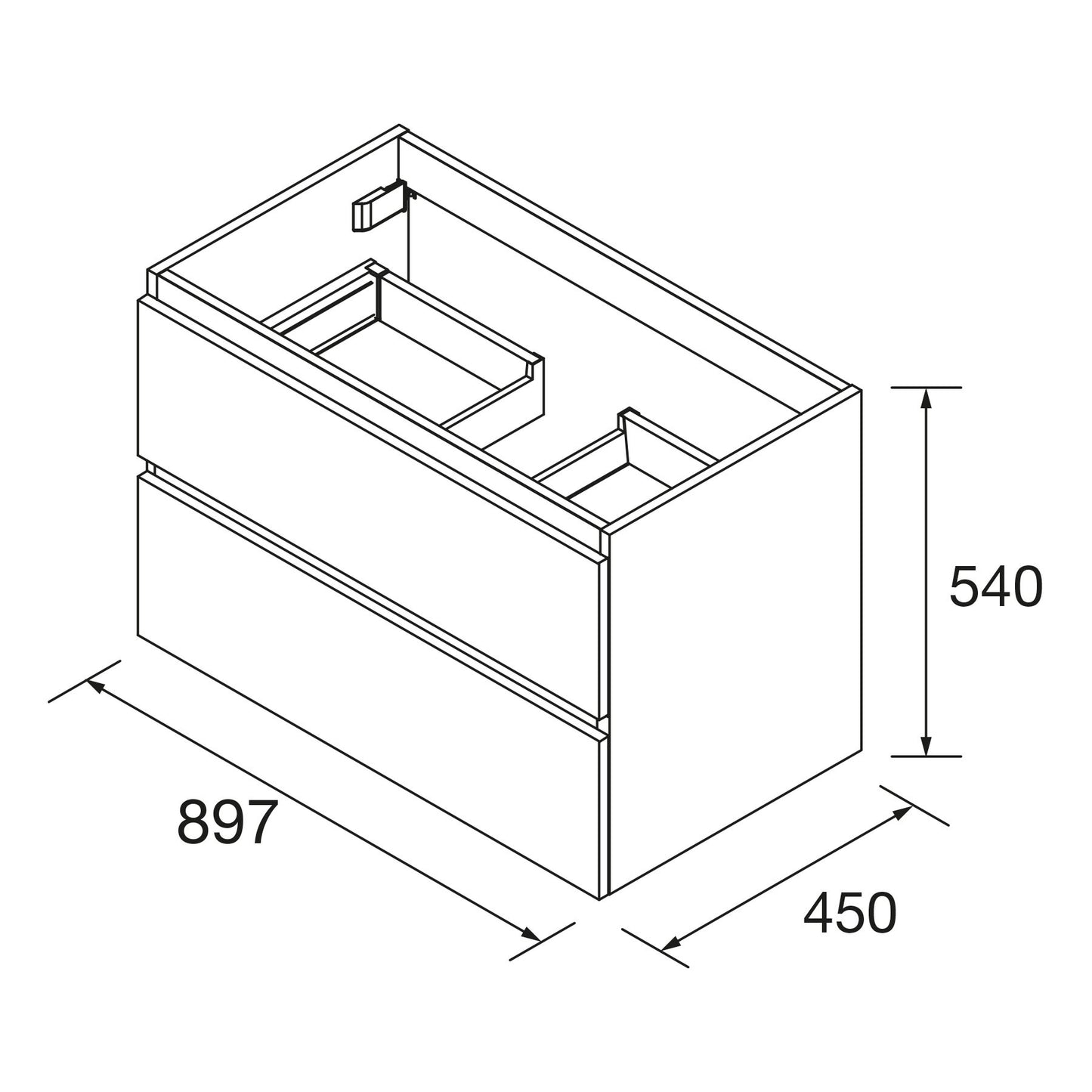 Vanity  Fussion Spirit 36 inches (900) 2 drawers (wall hung) Natural