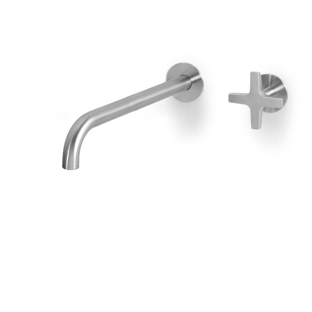 Lavabo faucet wall mount 2 holes Quattro stainless steel QTT147