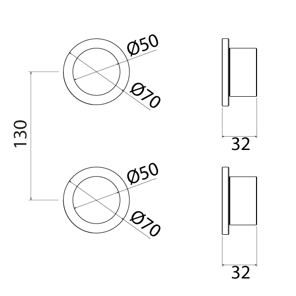 Garniture de douche thermostatique + inverseur 2 ou 3 voies avec butée PUR270 