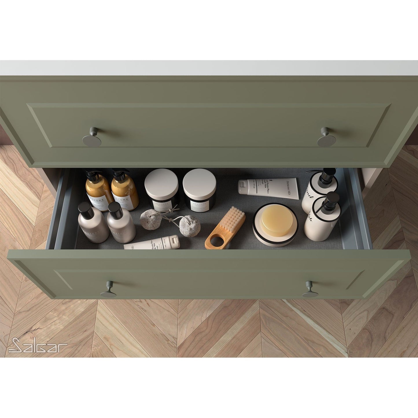 Vanity Renoir 80 inches (2000) 4 drawers Green forest