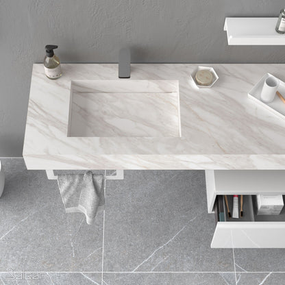 Compakt SINGLE integrated washbasin White Marble