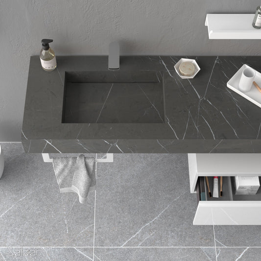 Compakt DOUBLE integrated washbasin Grey Stone