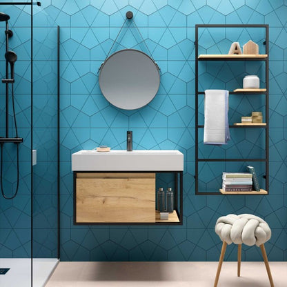 Aluminum tall rack with shelves Vinci African Oak