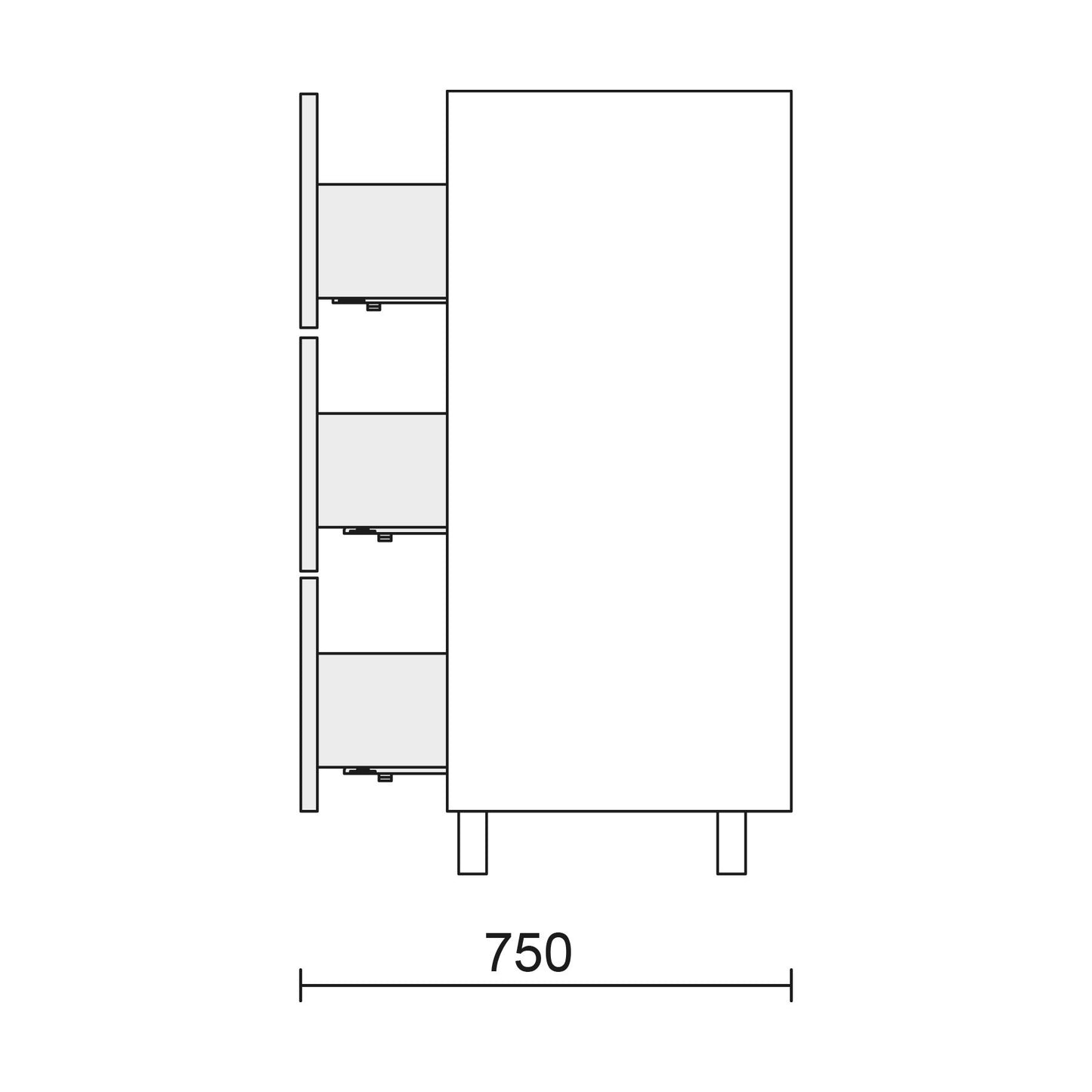 Linea Vanity Fussion 24 pollici (600) 3 cassetti Nero opaco