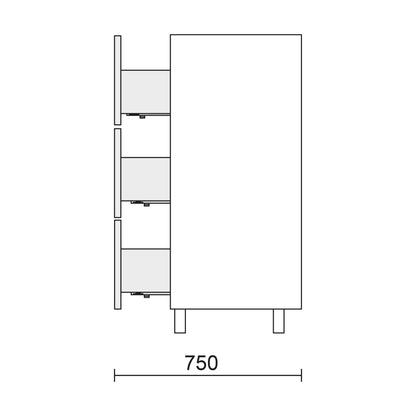 Linea Vanity Fussion 24 pollici (600) 3 cassetti Nero opaco