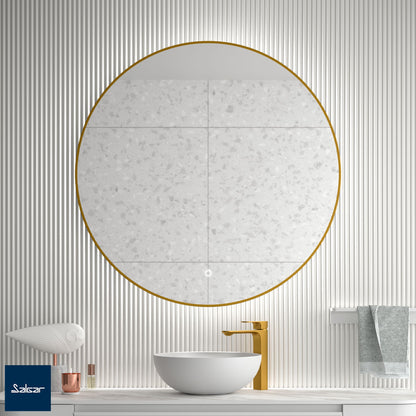 Mirror Globe with satin gold frame