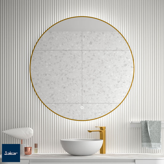 Specchio Globe con cornice oro satinato