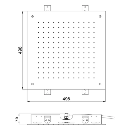 Showerhead square recessed monojet 500mm E044024