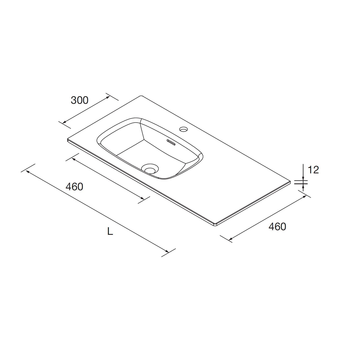 Countertop with integrated washbasin LAGO Single basin solid surface matte white