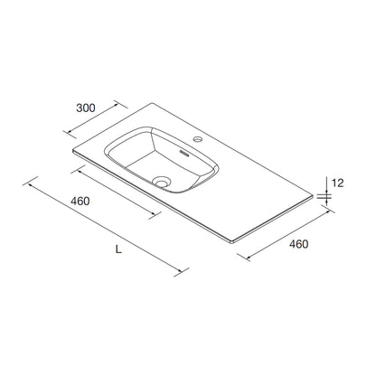 Countertop with integrated washbasin LAGO Single basin solid surface matte white