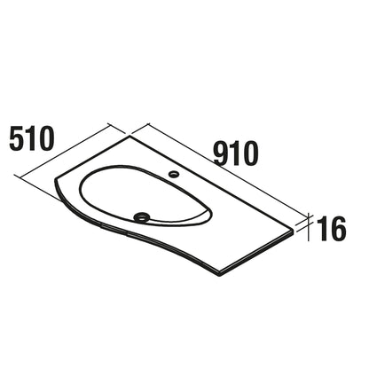 Countertop with integrated washbasin MAM mineral solid OFFSET RIGHT matte white
