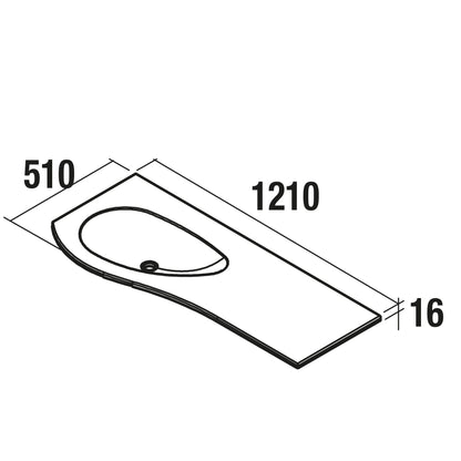 Countertop with integrated washbasin MAM mineral solid OFFSET RIGHT matte white